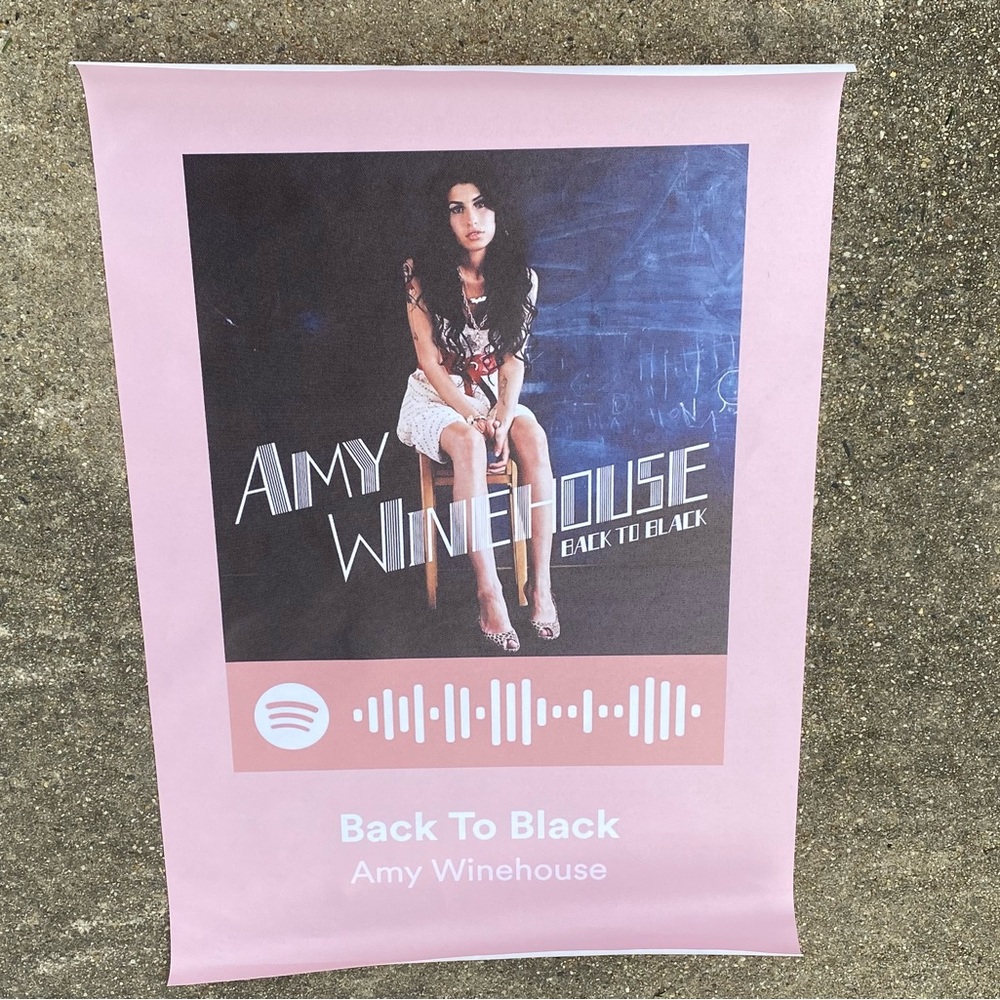 Amy Winehouse “Back to Black” Spotify Rolled Canvas Print New in Tube